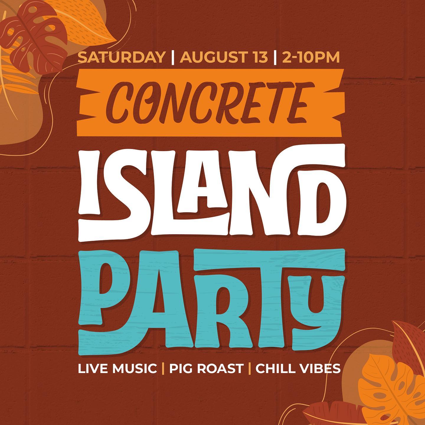 🌺Bust out your Hawaiian shirt and join us THIS SATURDAY for our Concrete Island Party from 2-10! 

🐖 Join us for a pig roast from 3-6pm!

🥁 Live performance by a steel drum from 3-5pm!

🎤 Live music from reggae-funk band, @sparechangetrio from 6-8pm!

🍺 A beer trailer will provide fresh suds from us & @componentbeer 

☀️Enjoy patio games like bags, giant Jenga, hammerschlagen & more!

🌺Hawaiian shirts are highly encouraged!